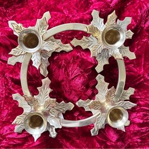 Vintage Brass Holiday Candlestick Centerpiece